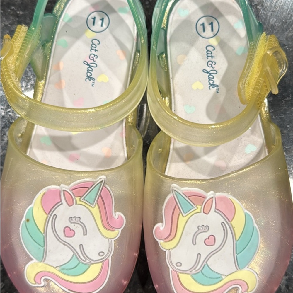 Cat & Jack Unicorn Sandals - Yellow and Pink